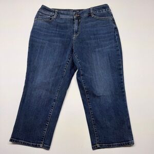 St Johns Bay Womens Blue Denim Capri Jeans Plus Size 20W Stretch Medium Wash
